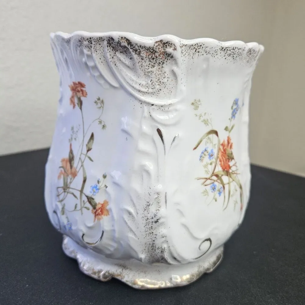 Antique KPM Germany Krister Porcelain Vase Pink Carnations 386/355 Excellent